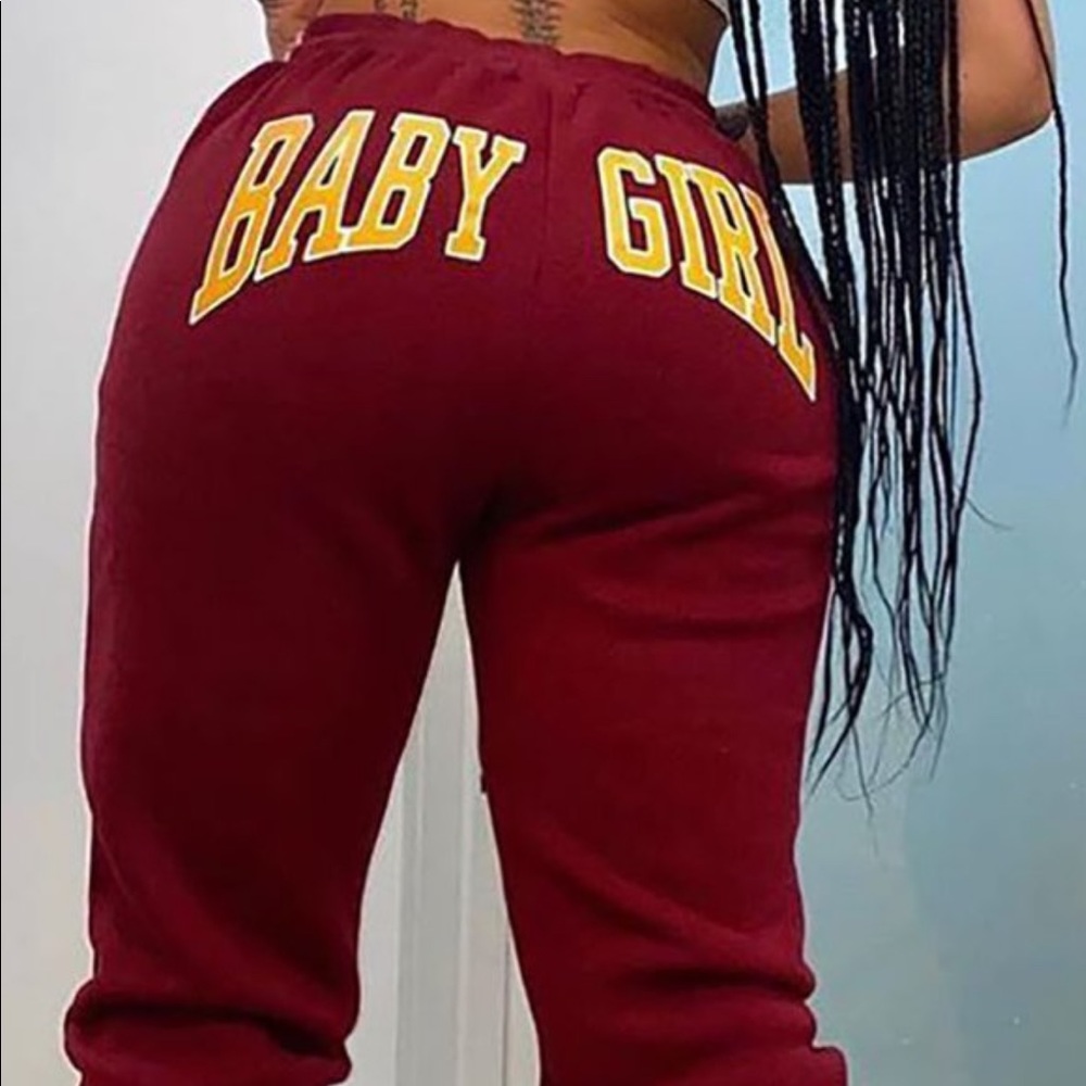 Burgundy “baby girl” Sweatpants